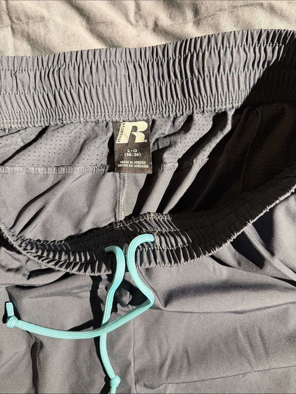 Russell Athletic Charcoal Athletic Shorts with Teal Accent - Picture 5 of 5